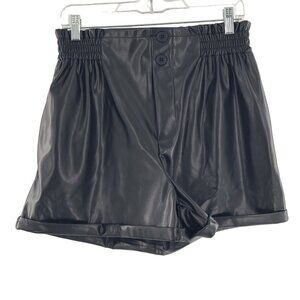 Talulah Full Of Drama Cuffed Faux Leather Shorts‎ Black SZ Large NWOT